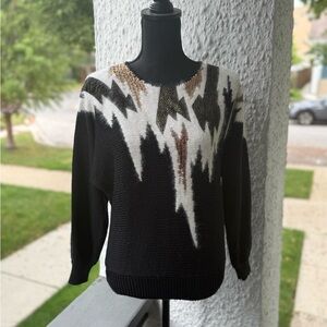 Vintage Black, Gold, and White Sweater